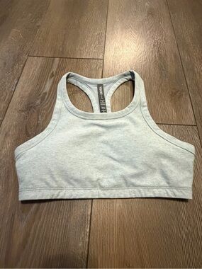 Vuori Heather Light Gray High-Neck Racerback Sports Bra